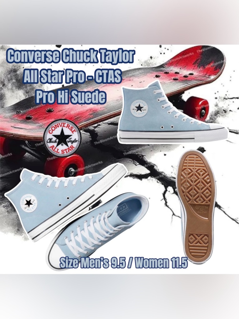 Cons Chuck Taylor All Star Pro-CTAS Pro Hi Suede Blue It Men’s 9.5 / Women 11.5